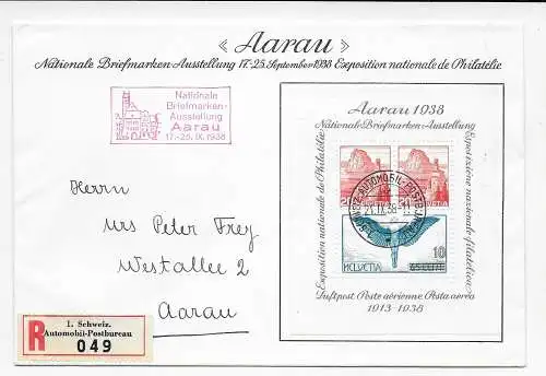 Block 4, Aarau 1938, Einschreiben Nationale Briefmarken Ausstellung, Vignette