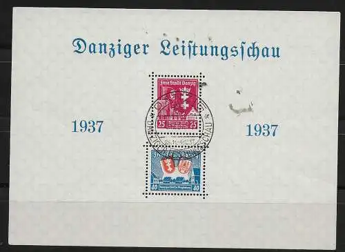 Danzig: Block 3, gestempelt Danziger Leistungsschau 5.12.1937