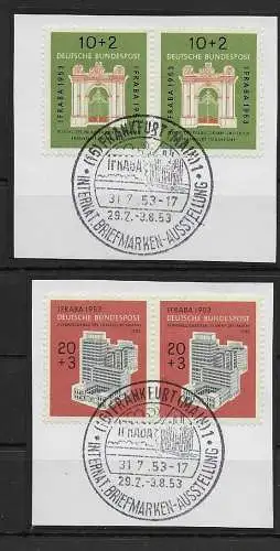 Bund: MiNr. 171-172, Briefstücke im Paar, Frankfurt Briefmarken Ausstellung 1953