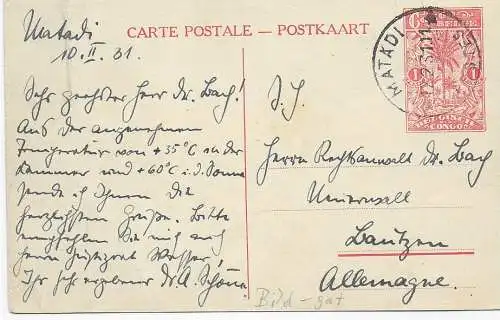 Belgisch Kongo: Postkaart Matadi 1931, 10. Campement de la Force Publique