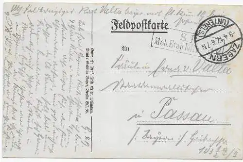 8x Postkarte: Zeichnet Kriegsanleihe, 1x gelaufen Feldpost Zabern 1917