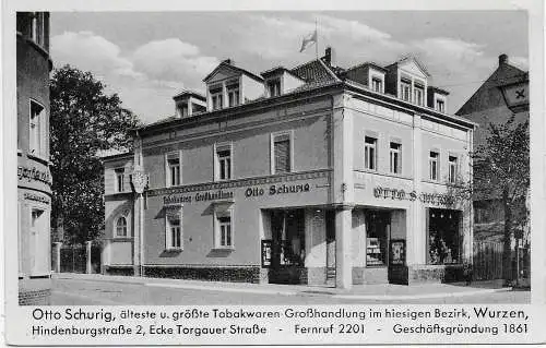 Otto Schurig Tabakwaren Wurzen, Blanko Ansichtskarte