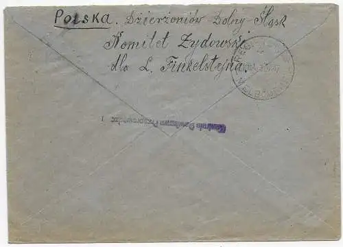 Einschreiben Komitet Zydowski 1947 nach Australien/Melbourne