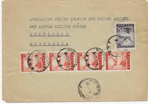 Brief von Warschau nach Melbourne, 1947