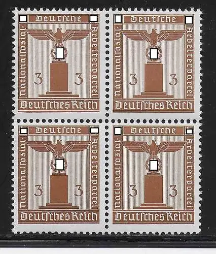 DR Dienst MiNr. 156y im Viererblock, **, postfrisch