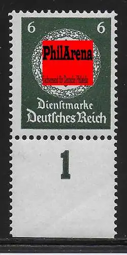 DR: Dienst MiNr. 135y, postfrisch, ** mit Unterrand