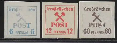 Großräschen, 3x mit Druckausfall, **,  postfrisch