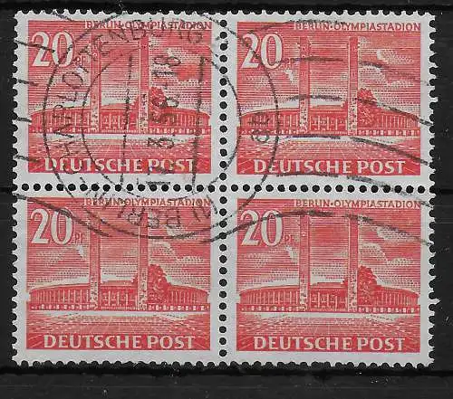 Berlin: MiNr. 113, Viererblock, gestempelt Charlottenburg