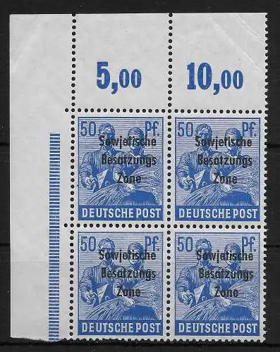 SBZ: MiNr. 194 P dgz, postfrisch, ** VE1, Viererblock