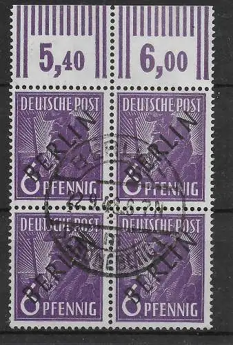 Berlin: MiNr. 2, Walzendruck Oberrand, gestempelt