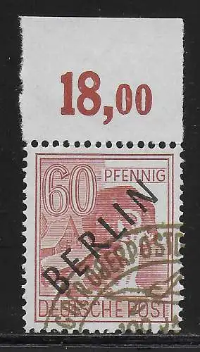 Berlin: MiNr. 14, Oberrand, n dgz, gestempelt
