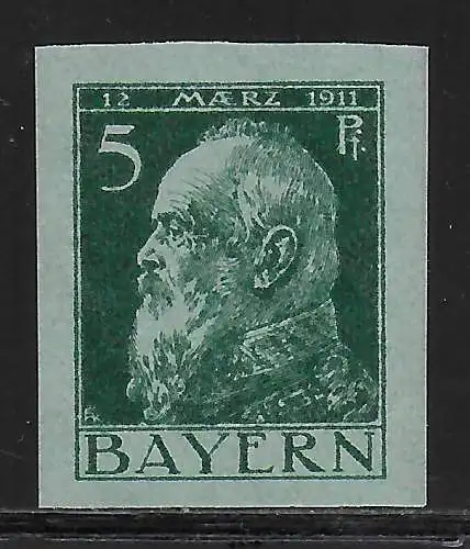 Bayern: MiNr. 77 II U, postfrisch, ** BPP geprüft