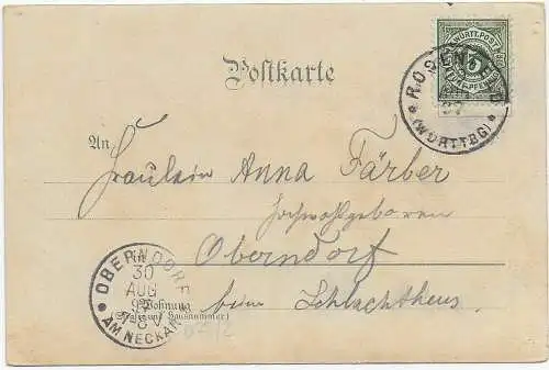 Ansichtskarte Gruss aus Rosenfeld nach Oberndorf, 1897