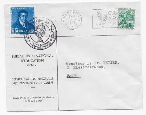 Genf nach Basel, 1941, Ballonpost Stempel