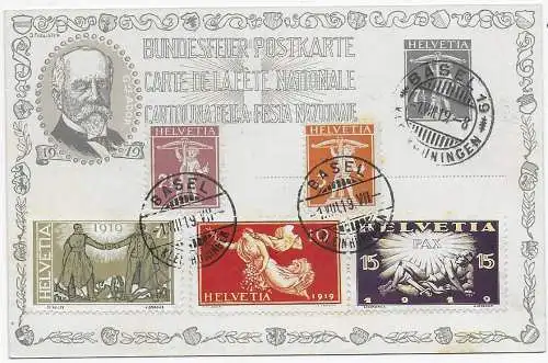 Postkarte Bundesfeier Basel 1919, FDC