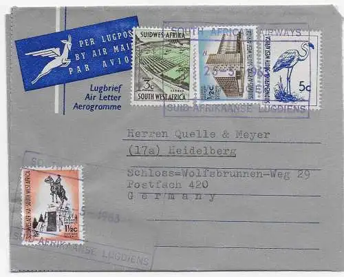 Flugpost SW-Afrika, Suid-Afrikaanse Lucdiens - South African Airways, 1963