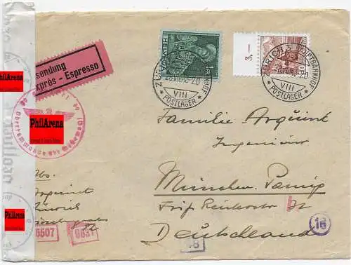 Eilboten Zürich Hauptbahnhof/Postlager nach München, 1943 mit OKW Zensur