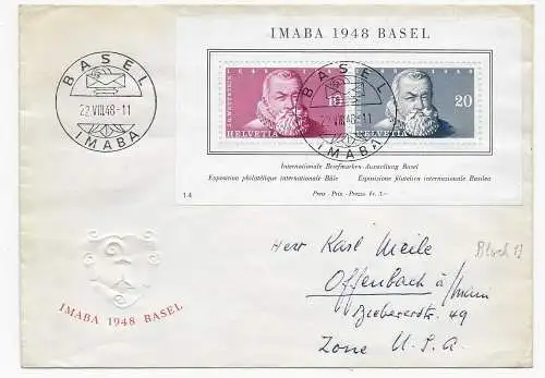 IMABA 1948 Basel, MiNr. Block 13, nach Offenbach