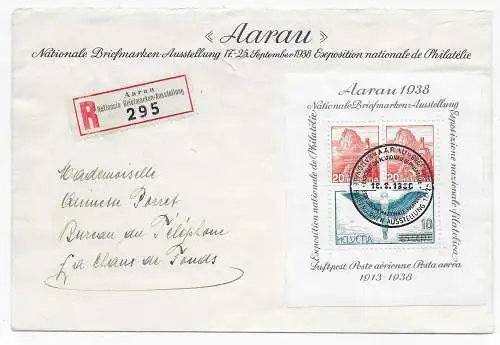 Aarau Nationale Briefmarkenausstellung 1938 Einschreiben MiNr. Block 4