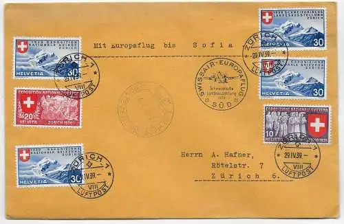 Europaflug Swissair Zürich bis Sofia, 1939