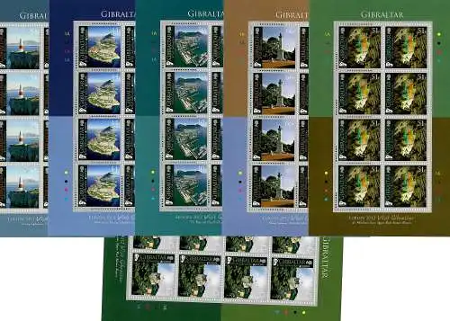 Europa 2012 -Visit Gibraltar- sechs Briefmarken Kleinbögen
