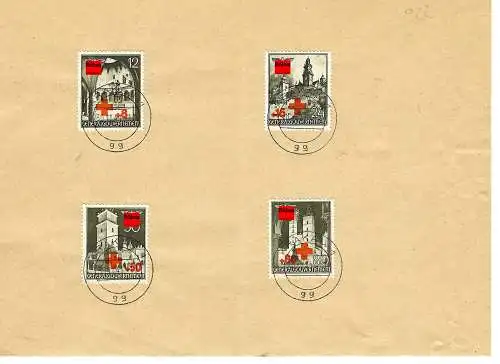 GG Generalgouvernement: MiNr. 52-55 Rotes Kreuz mit Versandstellenstempel Krakau