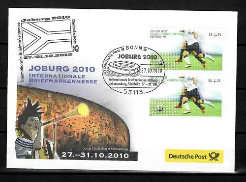 Ausstellungsbeleg zur Briefmarken-Ausstellung JOBURG 2010, Fussball