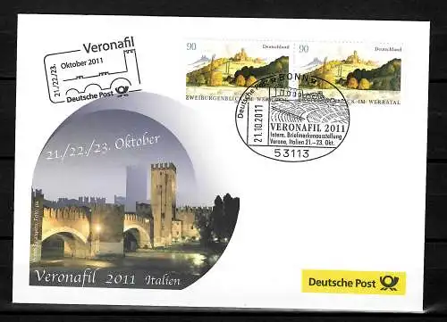 Ausstellungsbeleg zur Briefmarken-Ausstellung Veronafil, 2011 Italien, Brücke