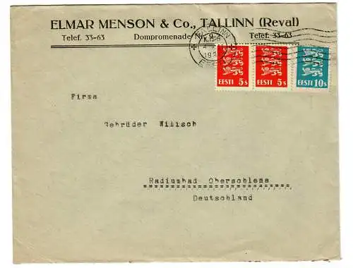 Brief aus TAllinn 1931 nach Radiumbad Oberschlema