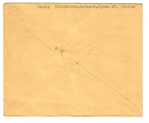 Rzeszow 1931 nach Frankfurt/M, Nachgebühr FFM 1c