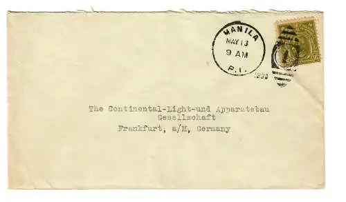Brief aus Manila nach Frankfurt/M, 1930