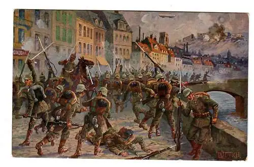 Ansichtskarte I. Weltkrieg, 1917, Feldpost, Einnahme von Lüttich