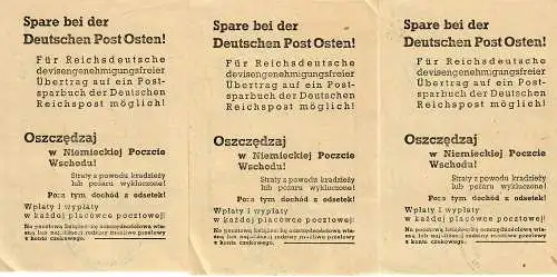 GG: 3x Einlieferungsschein für Einschreiben Tschenstochau 1944