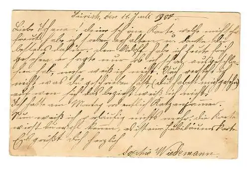 Postkarte Zürich-Neumünster 1900 nach Rottenburg/N
