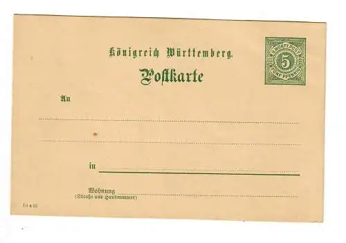 Ganzsache Württemberg Post