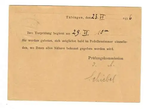 Prüfungskommission 1936: Vorprüfung Tübingen nach Rottenburg/N