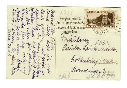 Neue-Jahr Karte 1929, Saarbrücken Bhf nach Rottenburg/N