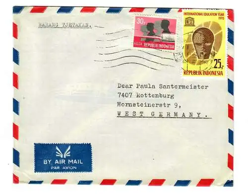 Luftpost Brief Kolese Ignasius Jogjakarta to Rottenburg/N
