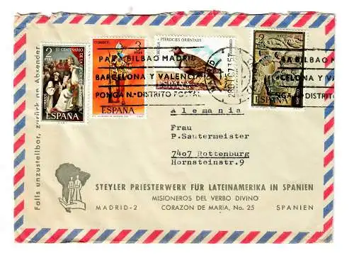 Spanien: Brief Priesterwerk für Lateinamerika in Spanien 1973
