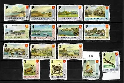 Isle of Man: 16 Marken, Sehenswürdigkeiten, postfrisch