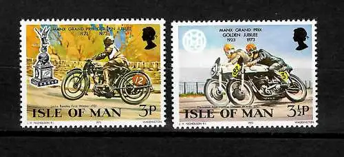 Isle of Man: 2 Marken 50 Jahre Motorradrennen, postfrisch