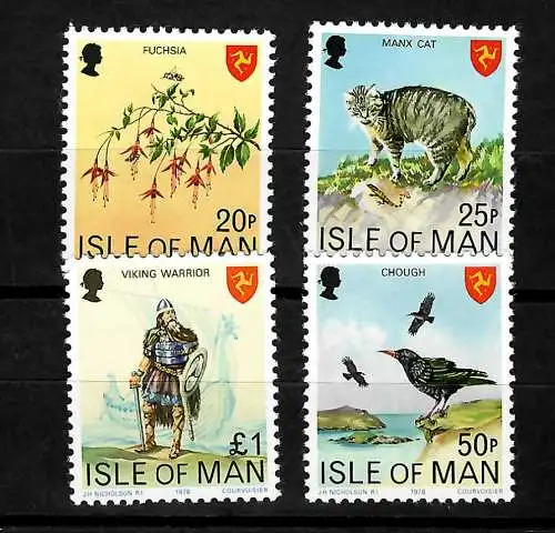 Isle of Man: Landestypisch: Pflanzen, Vögel, Wickinger, postfrisch