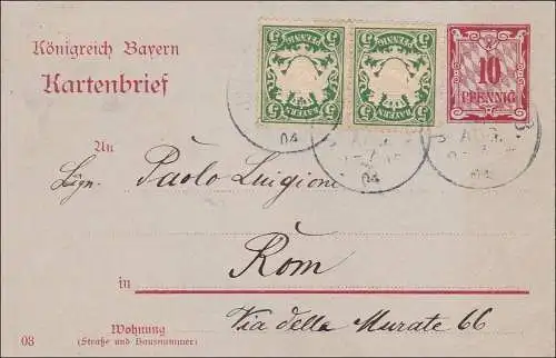 Bayern: 1904: Kartenbrief von Ingoldstadt nach Roma