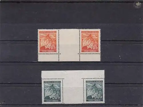 Böhmen & Mähren (B&M)  **, postfrisch, MiNr. 38 und 55 Zwischensteg RAND