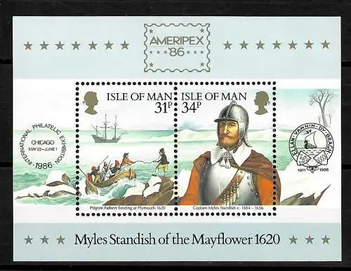 Isle of Man: Historische Verbindung mit Amerika, Mayflower, postfrisch