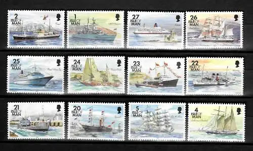 Isle of Man: Schiffe12x,  postfrisch