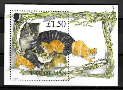 Isle of Man: Manx Katzen, Block, postfrisch