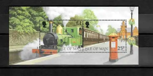 Isle of Man: 125 Jahre Eisenbahn auf der Insel, Block postfrisch