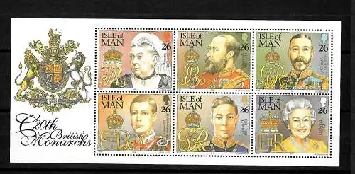 Isle of Man: Britische Regenten des 20. Jahrhundert, postfrisch