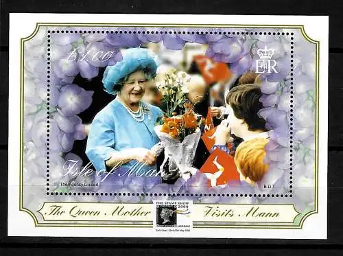 Isle of Man: 100. Geburtstag von Königinmutter Elisabeth II, Block, postfrisch